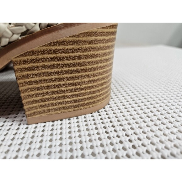 Time And Tru Women Ivory White Woven Memory Foam Comfort Block Heels Mules 9.5 - Picture 10 of 12